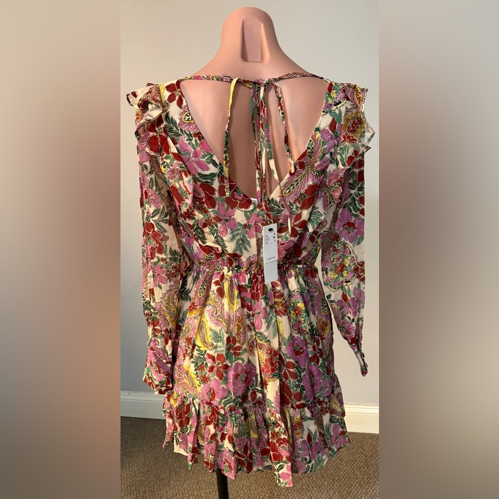 TOPSHOP Ruffle Floral Boho Mini Dress In Multi - Picture 3 of 3